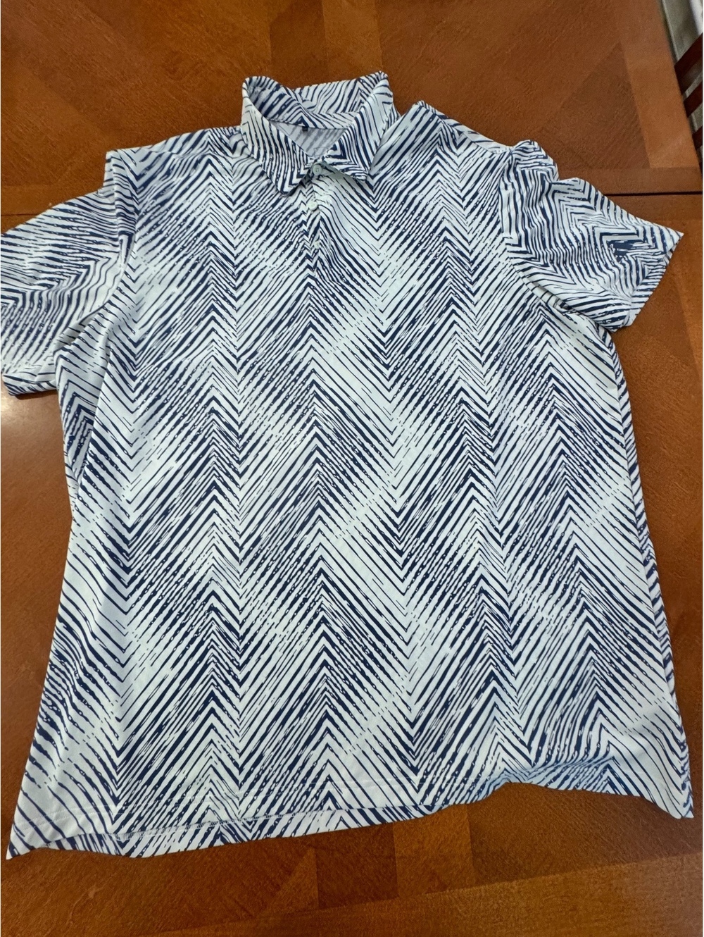 Adidas Men's XXL Short Sleeve Polo Shirt with Abstract Blue and White Pattern